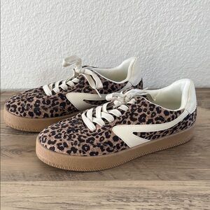 Dolce Vita Leopard Print Sneakers with Cream Accents